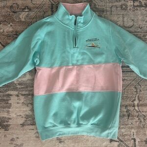 Vintage Mint and Pink Half-Zip Sweater